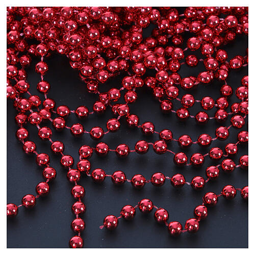 Decorative red Christmas pearl garland 8 mm diameter 10 m long 5