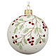 Blown glass Christmas bauble, Forest collection with branches and red berries, assorted colours, 3 in s4