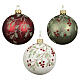 Blown glass Christmas bauble, Forest collection with branches and red berries, assorted colours, 3 in s5