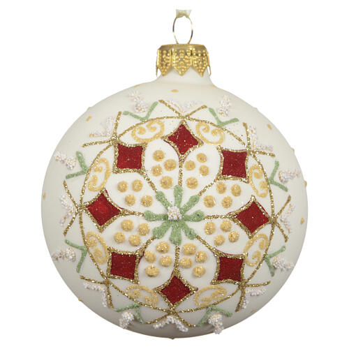 Bombka świąteczna Floreale z białego szkła matowego, 8cm 3
