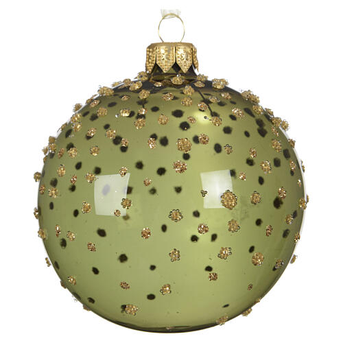 Pallina natalizia linea Vintage vetro lucido punti dorati colori assortiti 8 cm 1