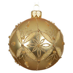 Pallina albero Natale linea Vintage decoro floreale dorato varianti assortite 8 cm