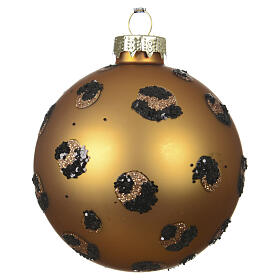 Safari line glass Christmas bauble with leopard-print motif, 3 in