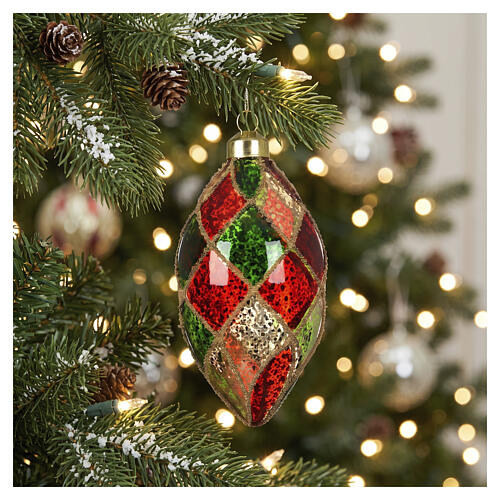 Pallina per albero Natale assortite in vetro multicolore stile vintage 8 cm 2