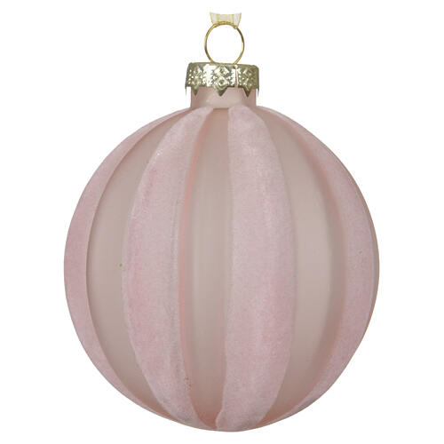 Box of 12 pink and burgundy velvet-effect glass Christmas baubles, 8 cm 3