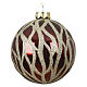Weihnachtsbaumkugel aus Glas Elfenbein und Bordeaux mit Glitzerdetails Linie Safari 10 cm s3