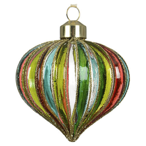 Multicolour vintage-style glass Christmas bauble, 3 in 1