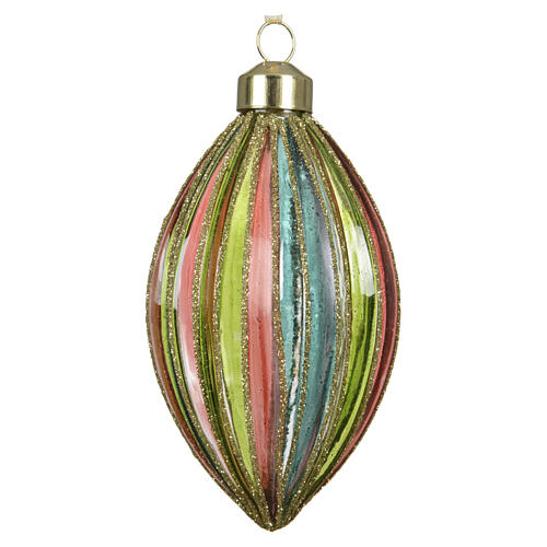 Multicolour vintage-style glass Christmas bauble, 3 in 4