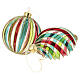 Weihnachtsbaumkugel aus transparentem Glas mit mehrfarbigen Streifen Linie Vintage 10 cm s4