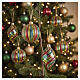 Clear glass Christmas ball with multicolour stripes, vintage line, 4 in s2
