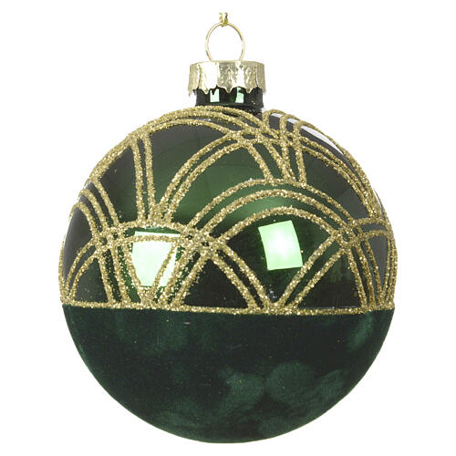 Bola árbol Navidad vidrio rojo verde decoración arcos y rejilla línea vintage 8 cm 1