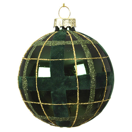 Bola árbol Navidad vidrio rojo verde decoración arcos y rejilla línea vintage 8 cm 3