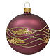 Weihnachtsbaumkugel aus mattem Glas mit goldfarbenem Glitzer-Wellendekor Linie Vintage 8 cm s1