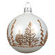 Boule de Noël en verre décor forêt pailletée 8 cm s6