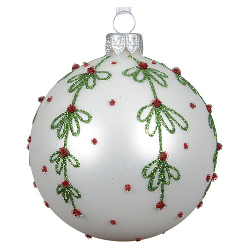 Pallina albero Natale vetro decoro bosco glitterato 8 cm 3