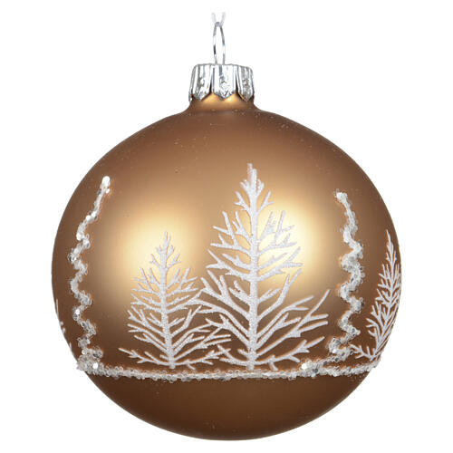 Pallina albero Natale vetro decoro bosco glitterato 8 cm 4