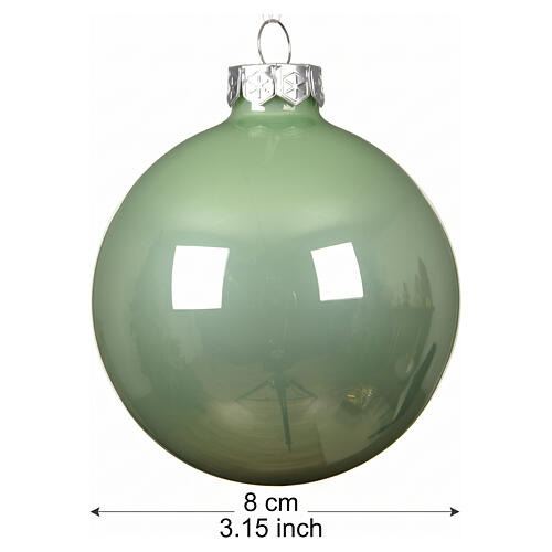 Sage Green Glossy Glass Christmas Tree Ball 8 cm 3