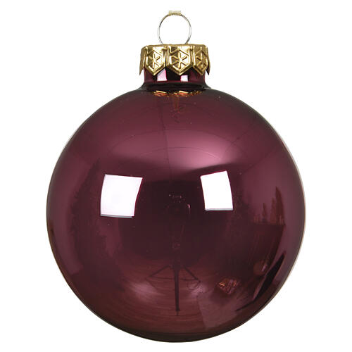 Bola de Natal vidro roxa brilhante 8 cm 1
