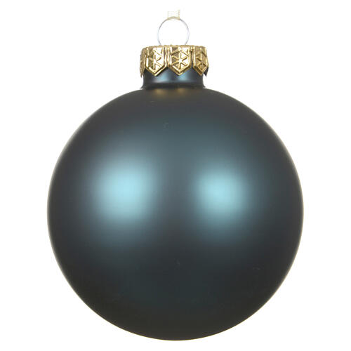 Weihnachtsbaumkugel aus Glas Petrolgrün matt 8 cm 1
