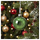 Bright glossy green glass Christmas bauble, 3 in s2