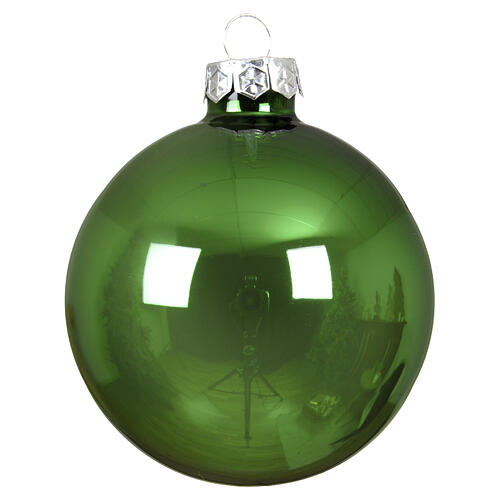 Esfera navideña vidrio verde brillante lúcido 8 cm 1