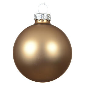 Boule de Noël verre marron caramel mat 8 cm