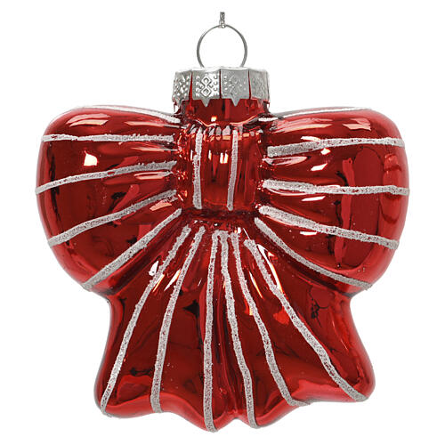 Moño de vidrio para árbol de Navidad surtido rojo y blanco 8 cm 1