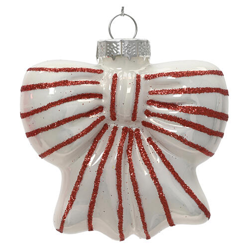 Moño de vidrio para árbol de Navidad surtido rojo y blanco 8 cm 3
