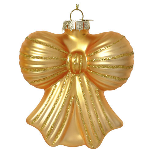 Moño navideño de vidrio surtido oro y oro claro 10 cm 3