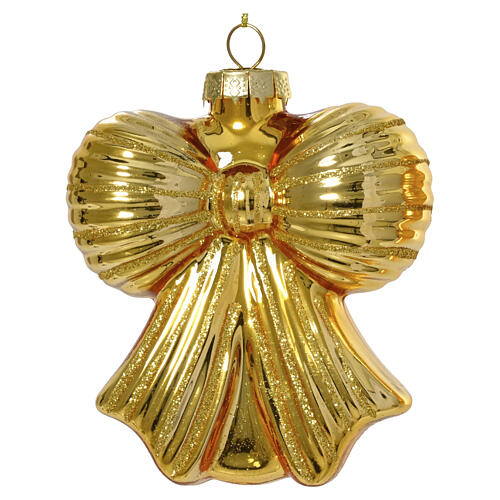 Nœud de Noël en verre assorti or et or clair 10 cm 1