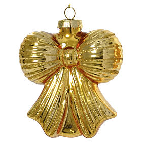 Fiocco natalizio in vetro assortito oro e oro chiaro 10 cm