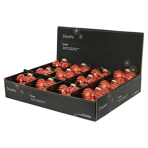 Fiocco per albero natalizio in vetro assortito rosso e oro 10 cm 4