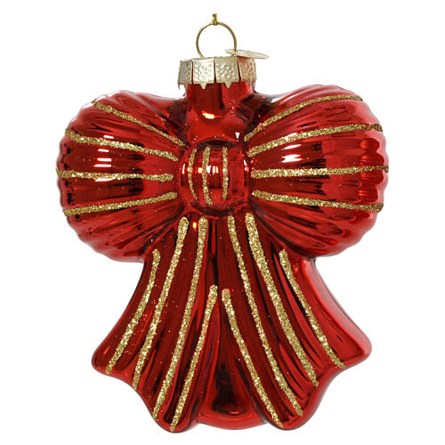 Red and gold glass Christmas tree bow assorted, 10 cm 1