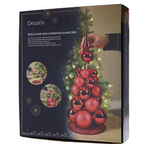 Árbol decorativo navideño con esferas rojas de vidrio 50 cm 8