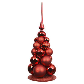 Tabletop Christmas tree with red glass baubles, 50 cm