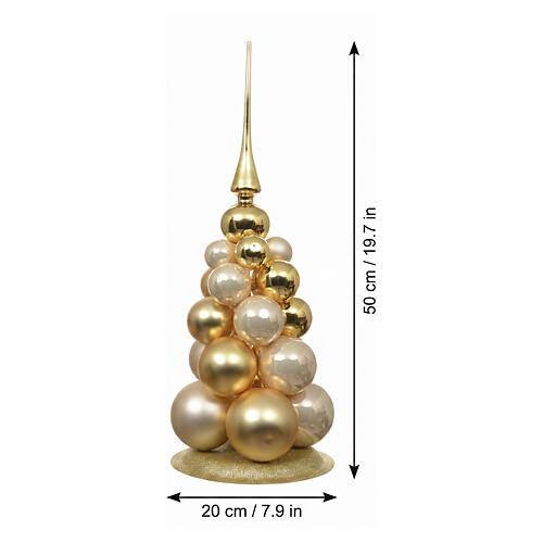 Composição árvore de Natal em vidro ouro e marfim 50x20 cm 3