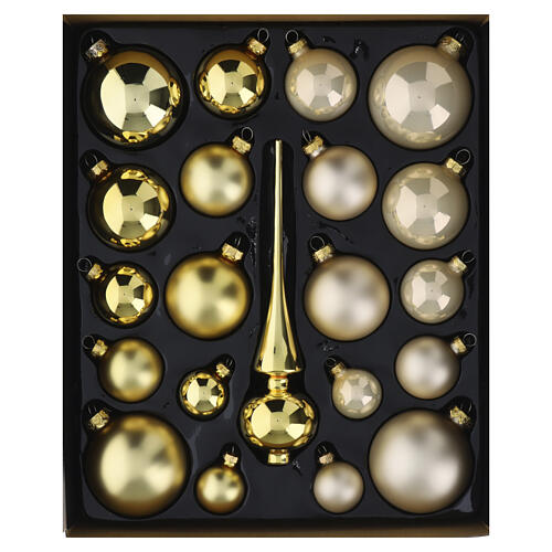 Composição árvore de Natal em vidro ouro e marfim 50x20 cm 4