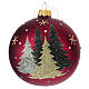 Bola de Natal em vidro vermelho com abetos decorados 10 cm s1