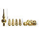 Set of gold glass Christmas decorations, coordinated tree topper, assorted balls and trees, 13 pieces s3