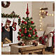 Set of red glass Christmas decorations with balls, trees and tree topper, 13 pieces s2