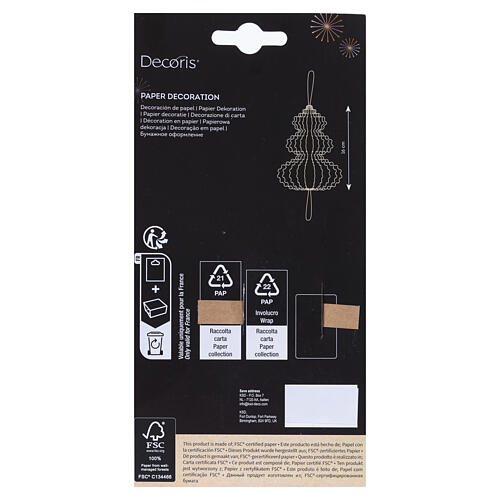 Enfeite para árvore de Natal sortido papel 100% FSC cor-de-rosa, verde e terracota 15x15x5 cm 5