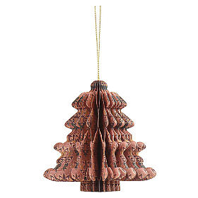 Dekoracja świąteczna z papieru FSC 100% w formie plastra miodu, róż, zieleń, terracotta, 10×10×5 cm