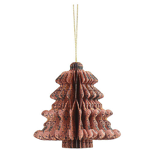 Assorted honeycomb Christmas decoration, 100% FSC paper in pink, green, and terracotta, 10x10x5 cm 1