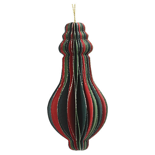 Décoration pendante 10x5x5 cm en papier 100% FSC assortiment champagne, rouge et vert 3