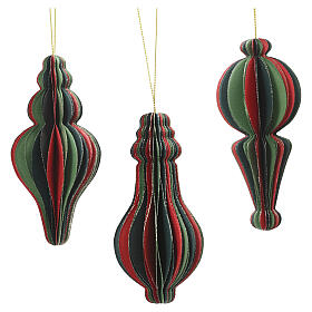 Decorazione pendente assortita carta FSC 100% champagne rosso e verde 10x5x5 cm