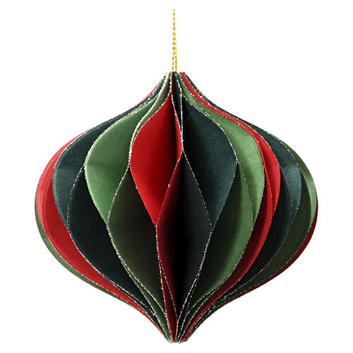 Décoration de Noël 8x8x8 cm en papier 100% FSC assortiment rouge et vert avec paillettes dorées 2