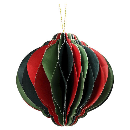 Décoration de Noël 8x8x8 cm en papier 100% FSC assortiment rouge et vert avec paillettes dorées 3