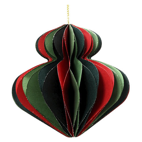 Décoration de Noël 8x8x8 cm en papier 100% FSC assortiment rouge et vert avec paillettes dorées 4