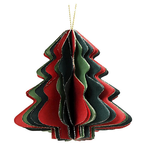 Décoration de Noël 8x8x8 cm en papier 100% FSC assortiment rouge et vert avec paillettes dorées 5