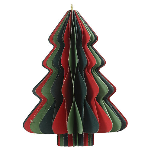 Decoração natalícia em forma de árvore, papel FSC 100% vermelho e verde com purpurina dourada, 40 cm 1